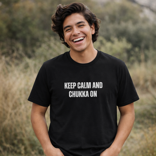 Keep Calm and Chukka On – Polo T-Shirt