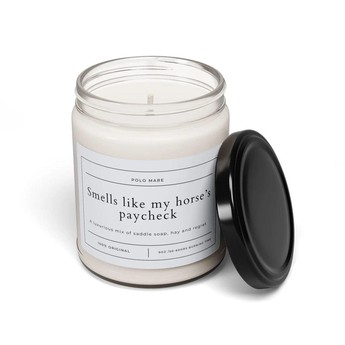 SMELLS LIKE MY HORSE'S PAYCHECK candle - POLO MARE ONLINE